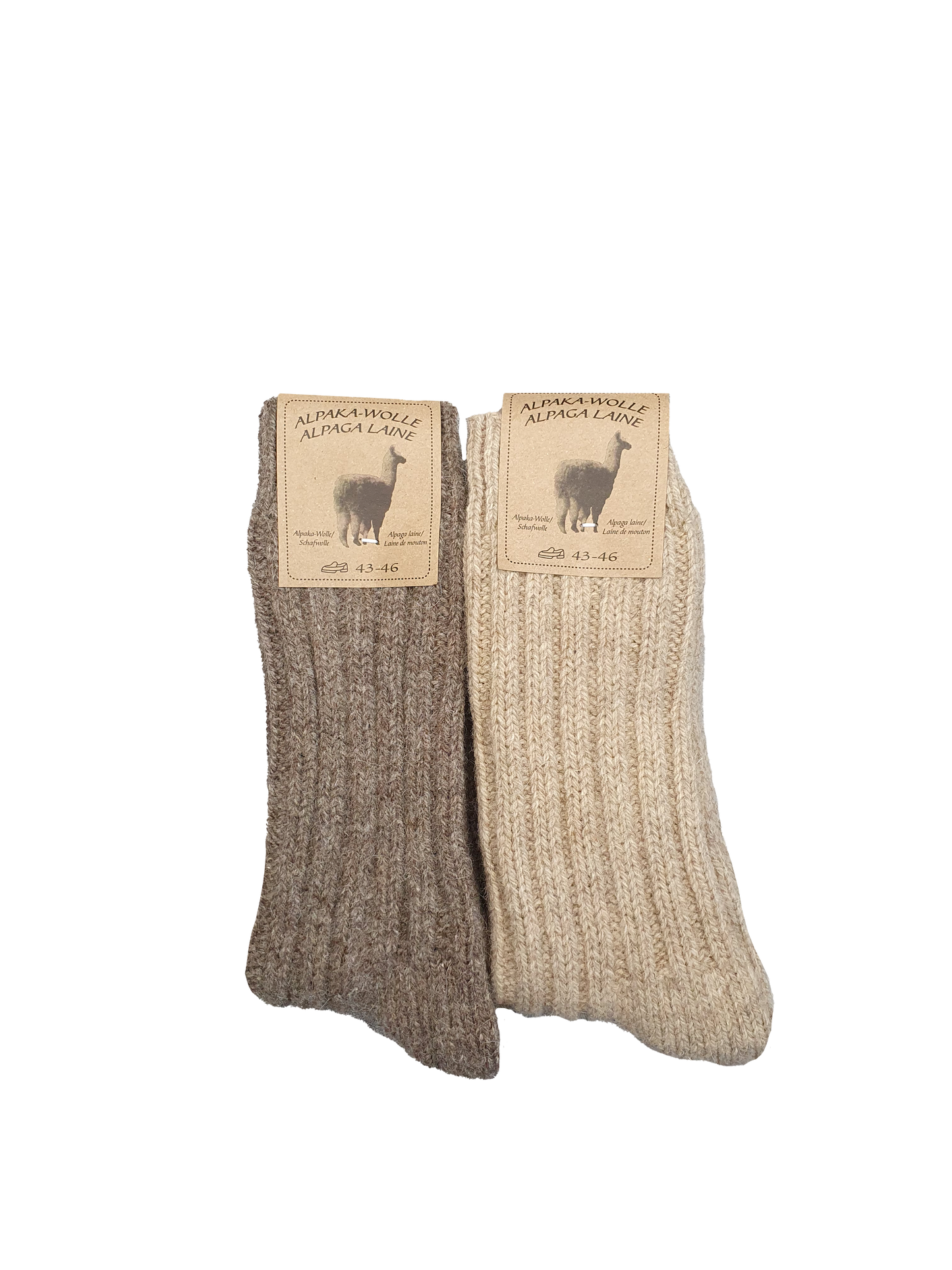 Unisex Alpaka Socke Creme / Hellbeige 2 Paar