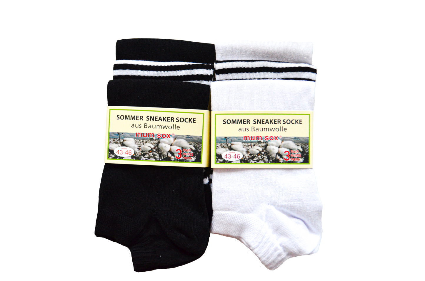 3 Paar Unisex Sneaker mit Ringel