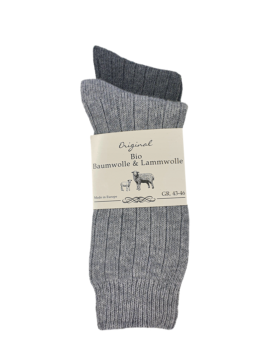 Bio Baumwoll-/Lammwollsocke Unisex 2 Paar