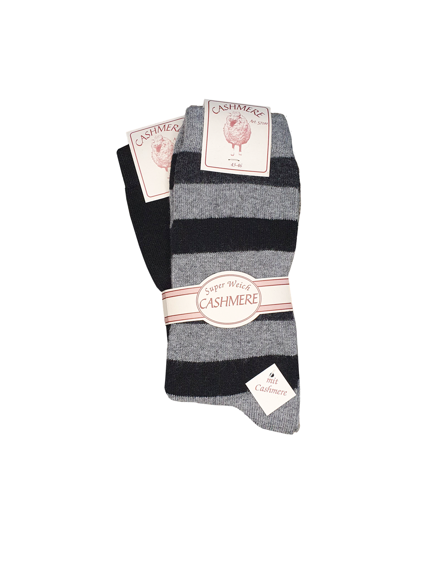 Cashmere Herren Ringelsocke 2 Paar