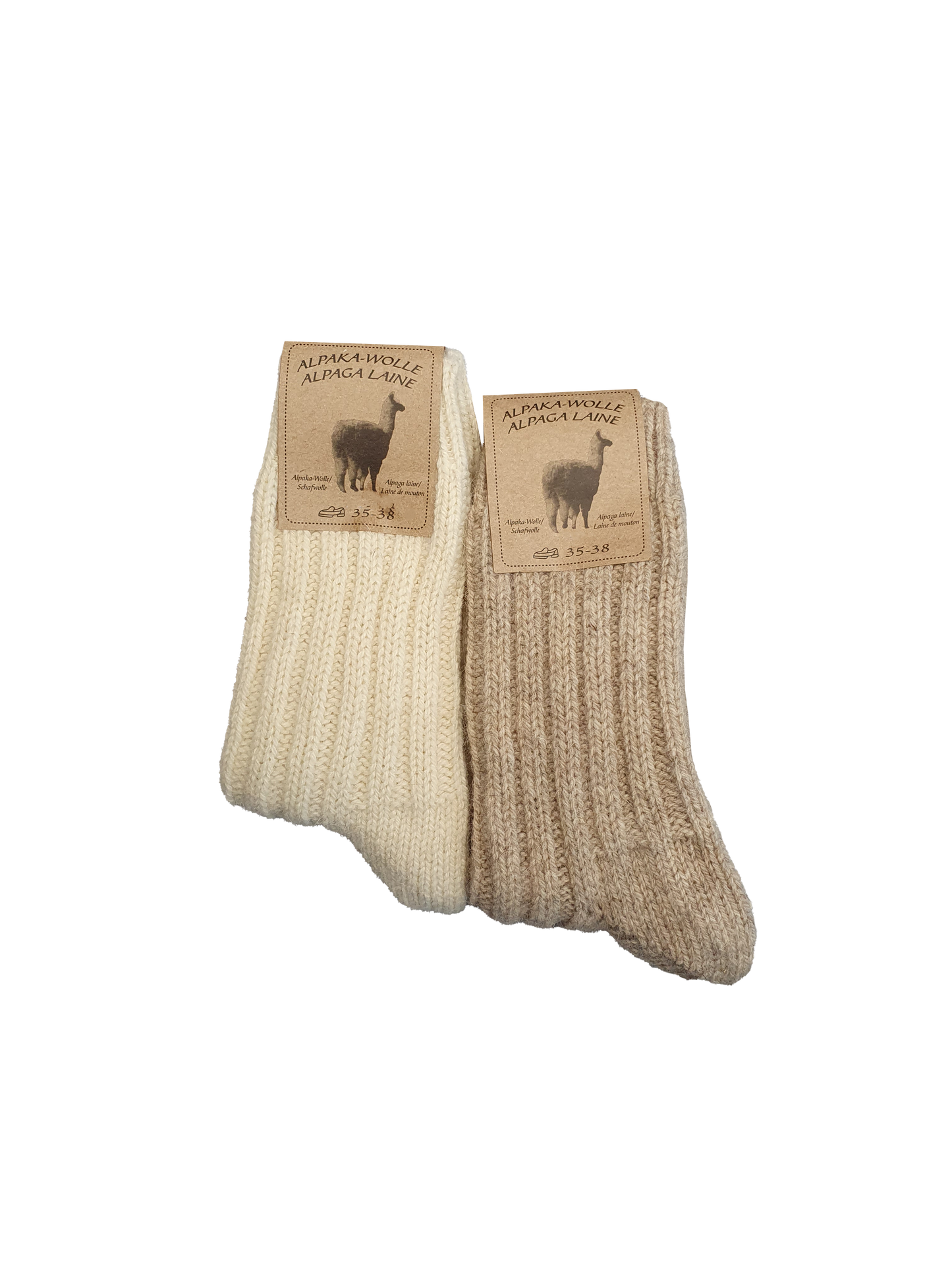 Unisex Alpaka Socke  Creme / Hellbeige 2 Paar