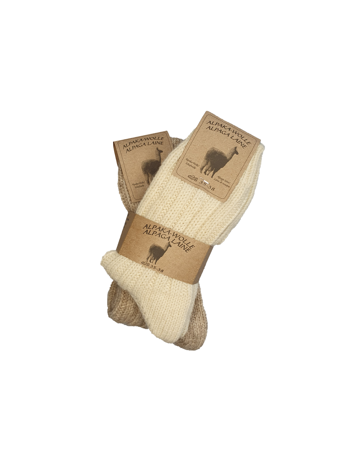 Unisex Alpaka Socke  Creme / Hellbeige 2 Paar