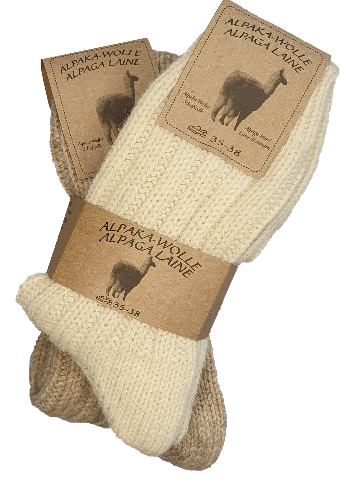 Unisex Alpaka Socke  Creme / Hellbeige 2 Paar