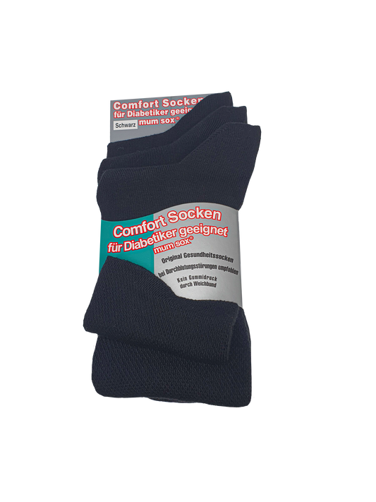 3 Paar Komfort-Socke für Diabetiker Schwarz
