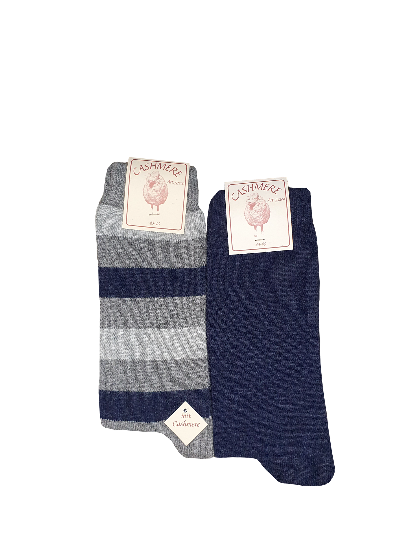 Cashmere Herren Ringelsocke 2 Paar