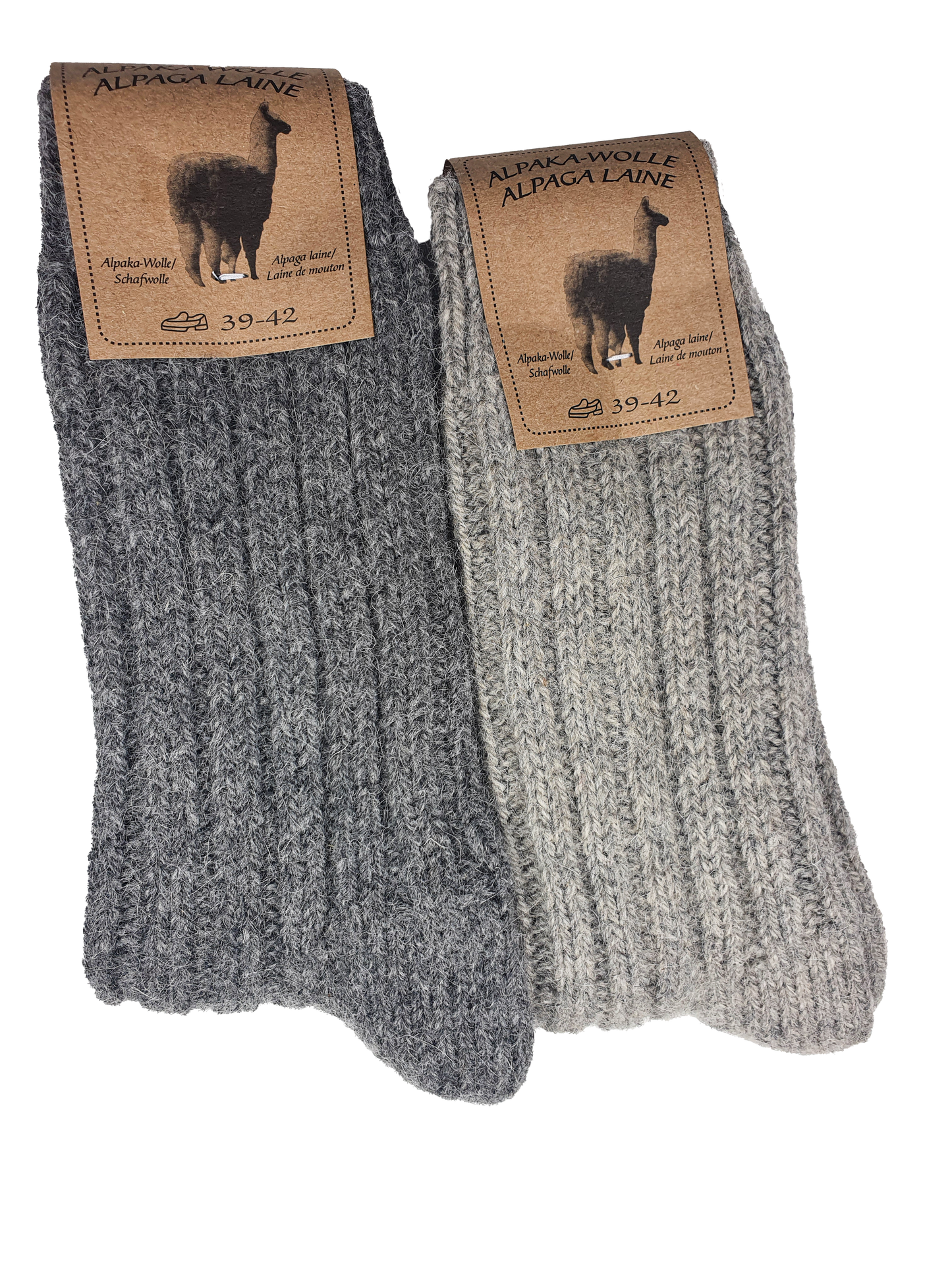 Unisex Alpaka Socke  Creme / Hellbeige 2 Paar