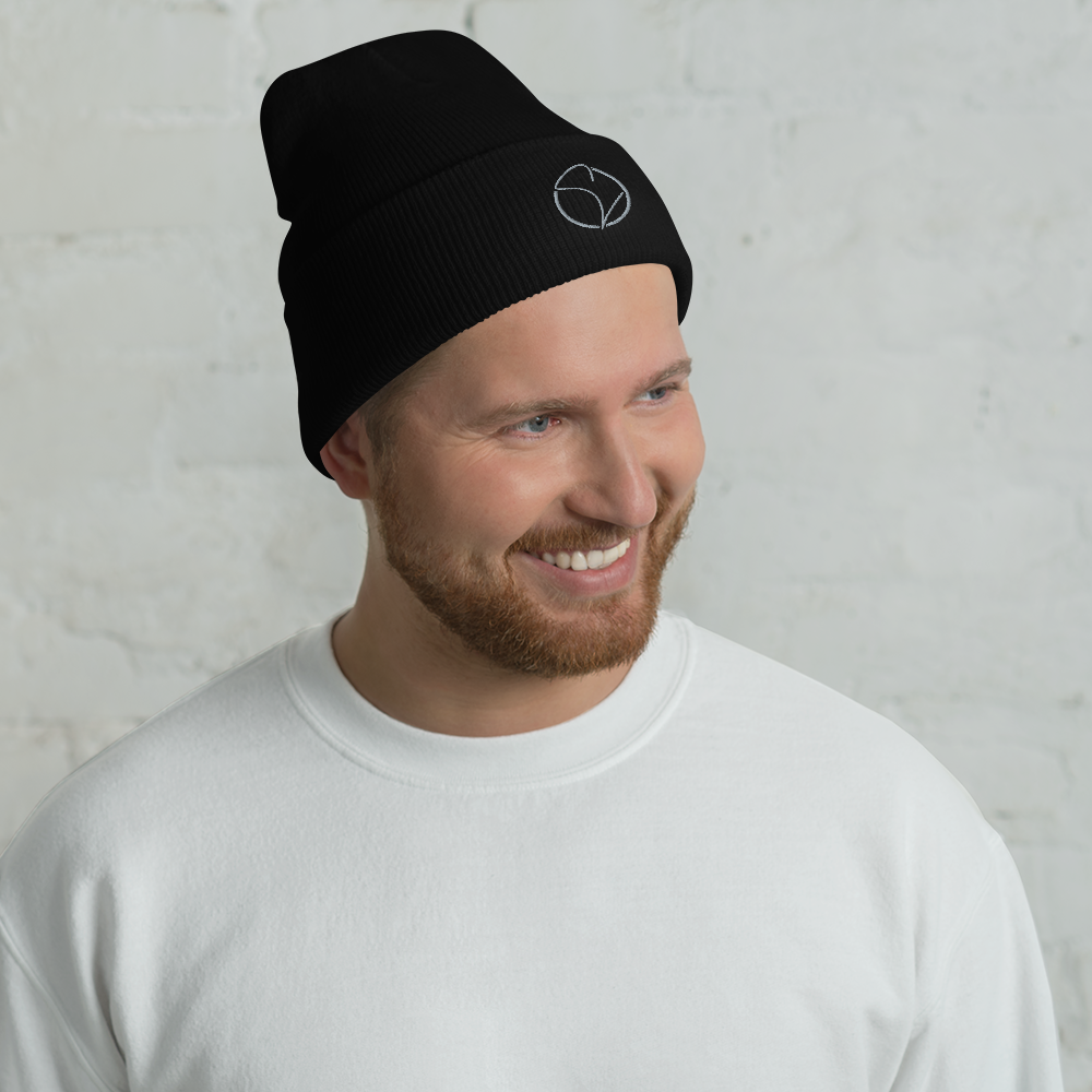 Umgeschlagene Beanie Schwarz