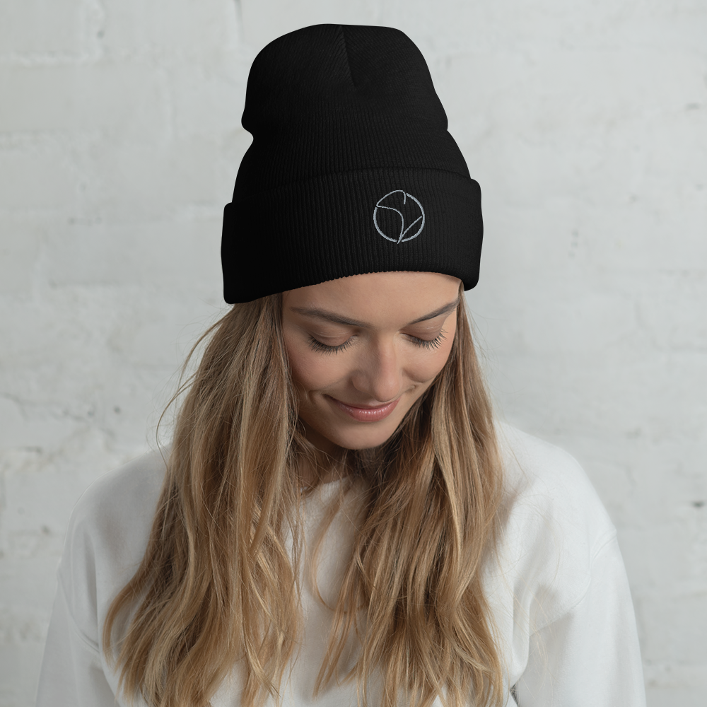 Umgeschlagene Beanie Schwarz