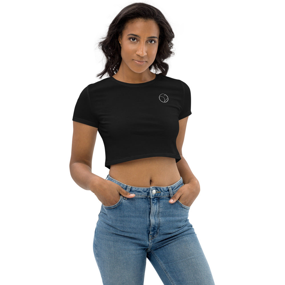 Bio-Crop-Top Schwarz Stick Logo