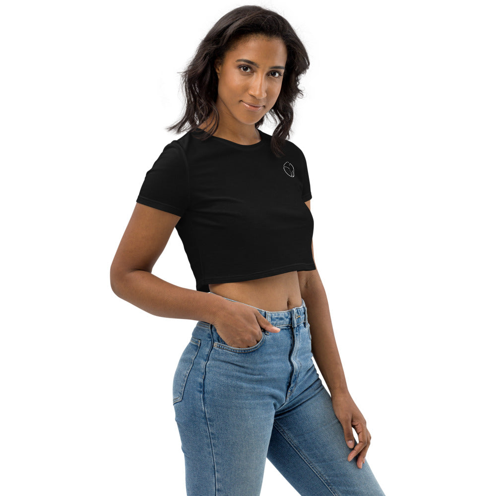 Bio-Crop-Top Schwarz Stick Logo