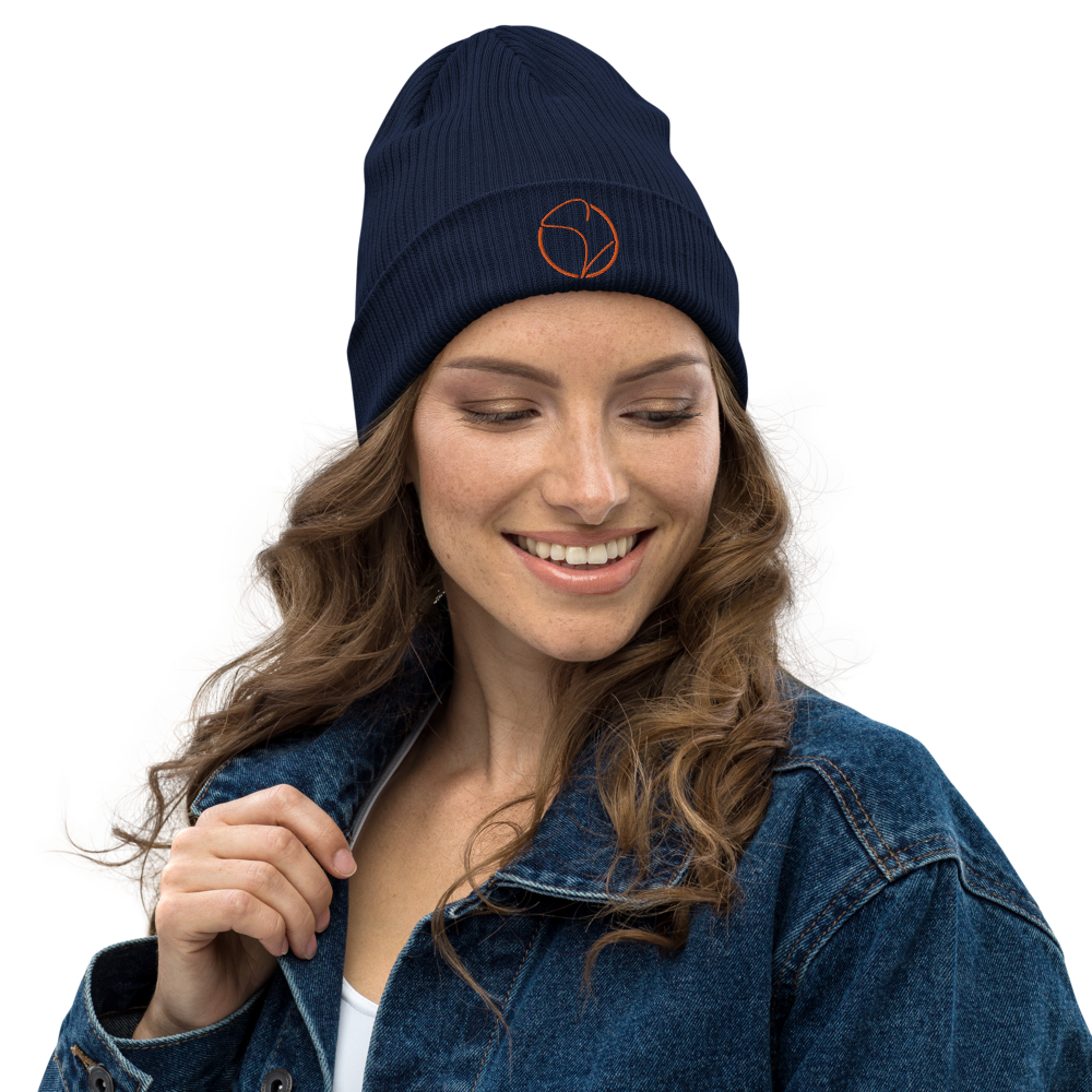 Gerippte Bio-Beanie Navy